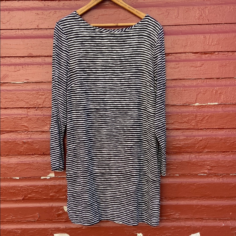 GAP Black & White Stripe Cotton + Rayon Shift Dress Women's Size M